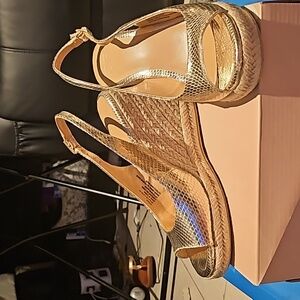 JustFab Gold Wedges